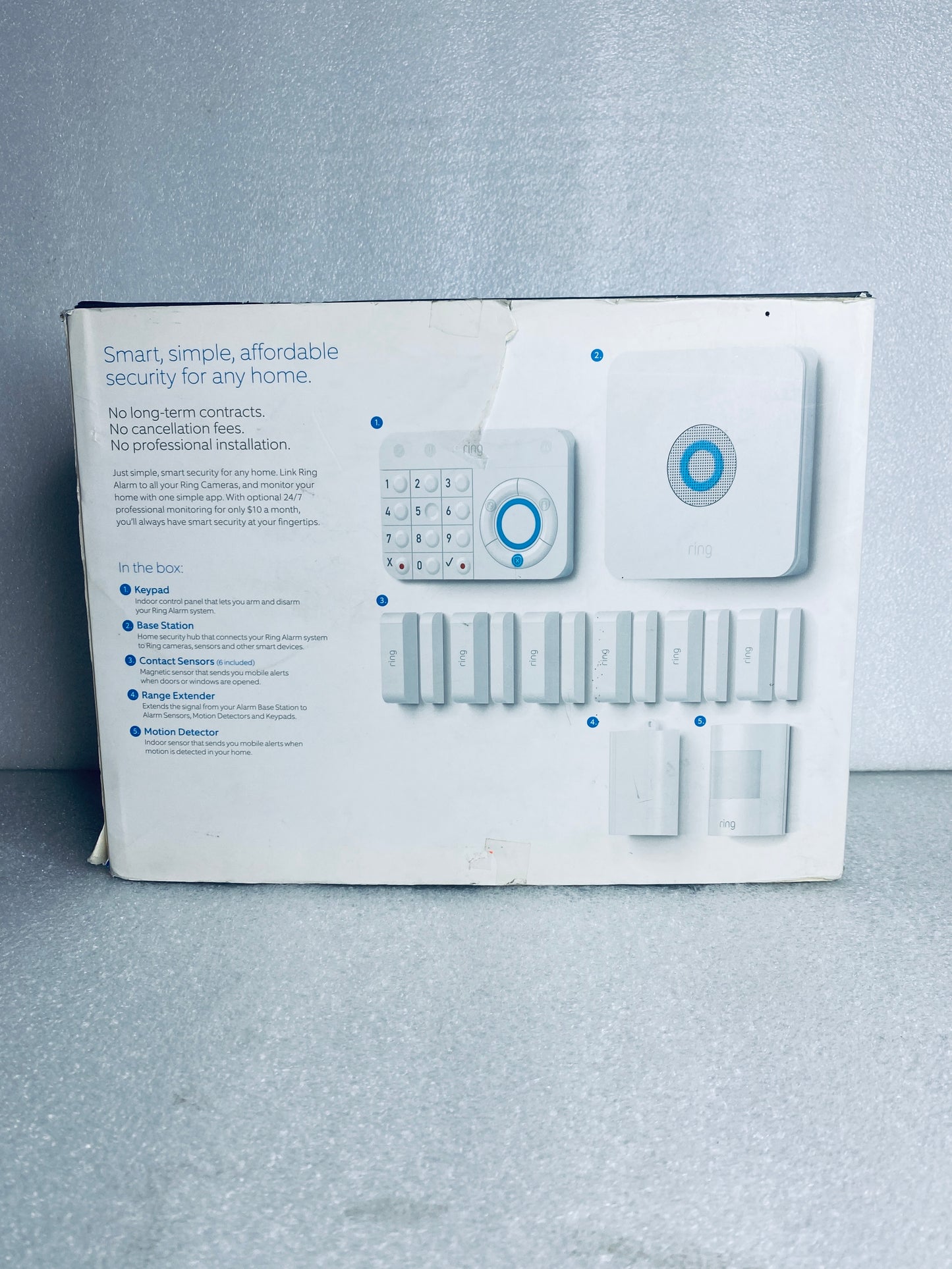 Ring 10Pc Wireless Home Alarm Security System Kit, White - (READ)