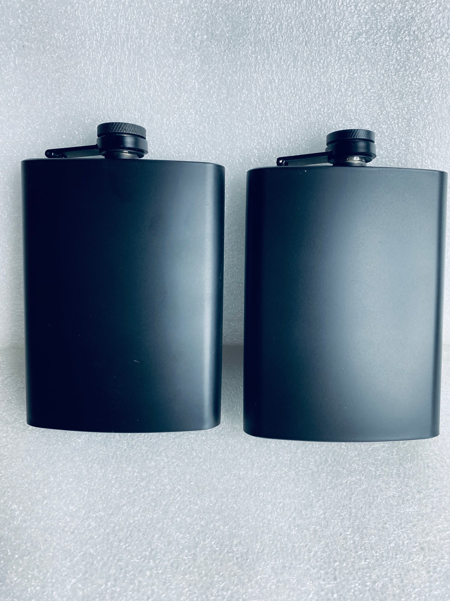 #108 - Lot Of 2 - New Other - 8oz. Stainless Steel Hip Flask With Screw Cap, Black - (IN CONDITION AS SHOWN)$$