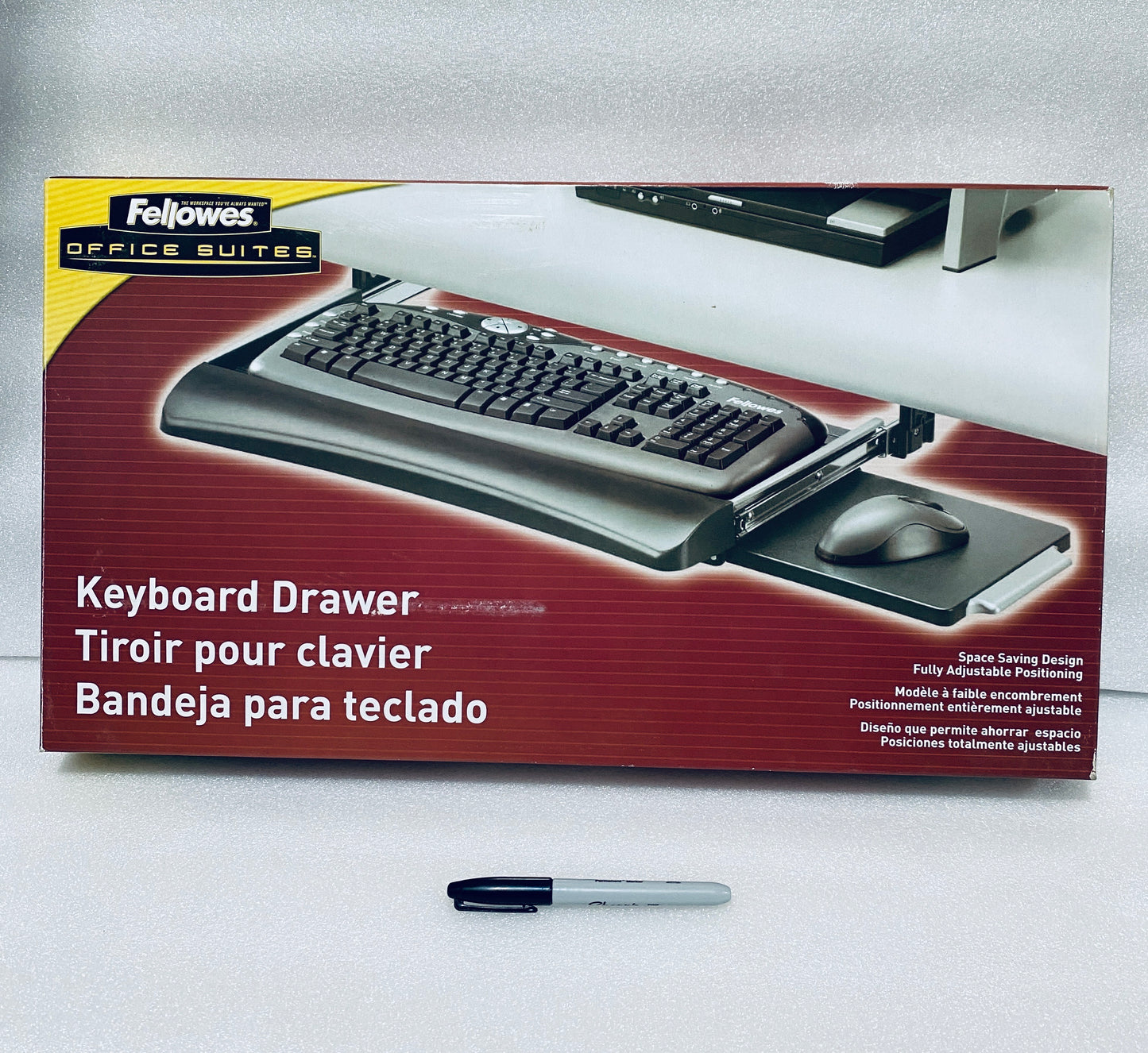 #125 - New Other - Fellowes Office Suites Underdesk Keyboard Drawer 20 1/8" x 7 3/4", Black - (READ) - (AS SHOWN)