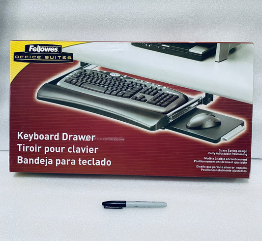 #120 - New Other - Fellowes Office Suites Underdesk Keyboard Drawer 20 1/8" x 7 3/4", Black - (READ) - (AS SHOWN)