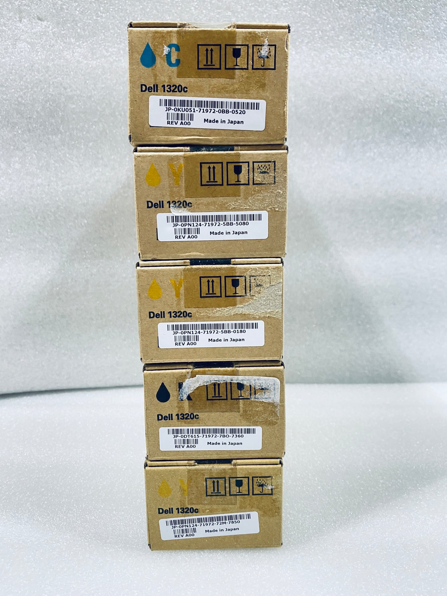 lot Of 5 New-Dell 1320c 2,000 Page Toner, (1) Black, (1) Cyan & (3) Yellow-READ
