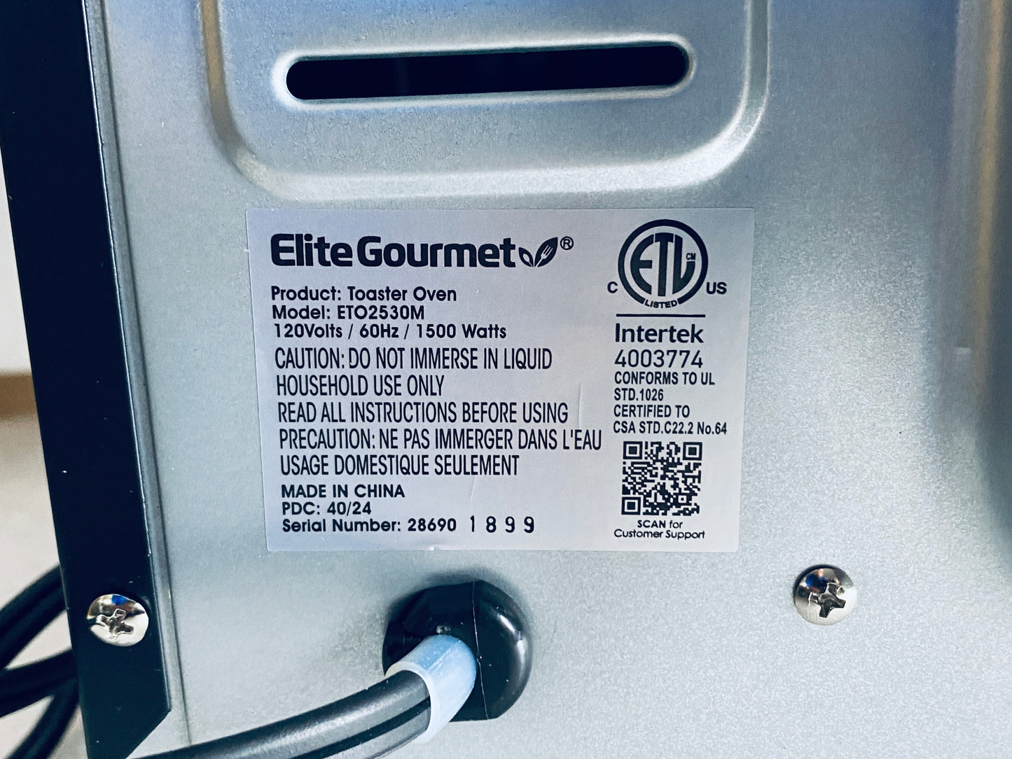 New Other - Elite Gourmet Double French Door Toaster Oven With 25L Capacity-READ