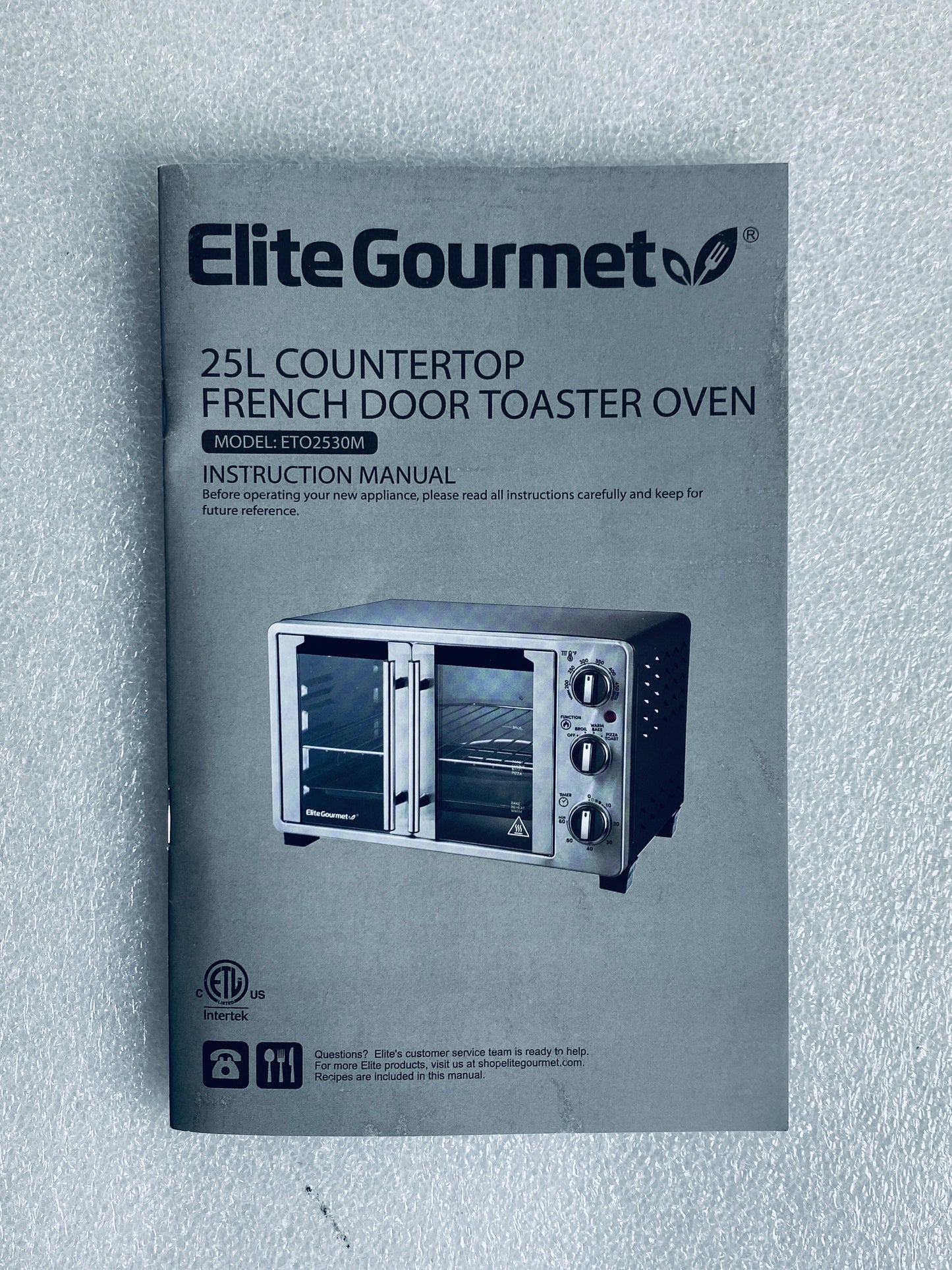 New Other - Elite Gourmet Double French Door Toaster Oven With 25L Capacity-READ
