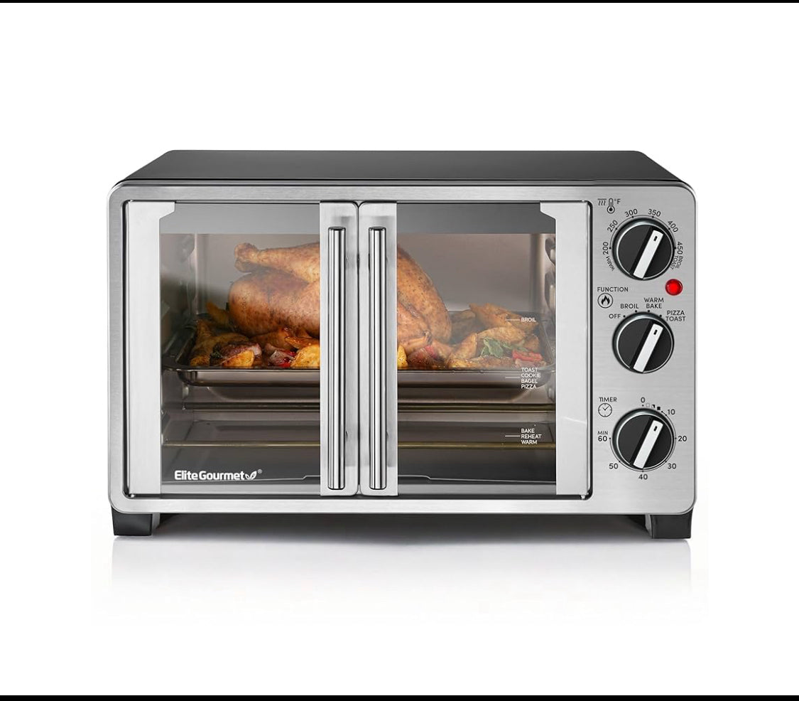 New Other - Elite Gourmet Double French Door Toaster Oven With 25L Capacity-READ