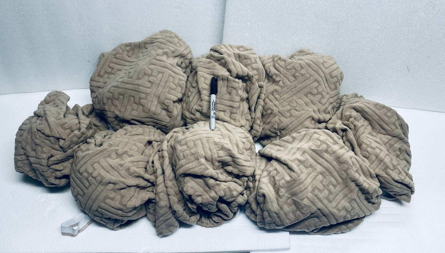 #146 - brown 8pc. 3 Seat Sofa Covers - (READ) - (IN CONDITION AS SHOWN)