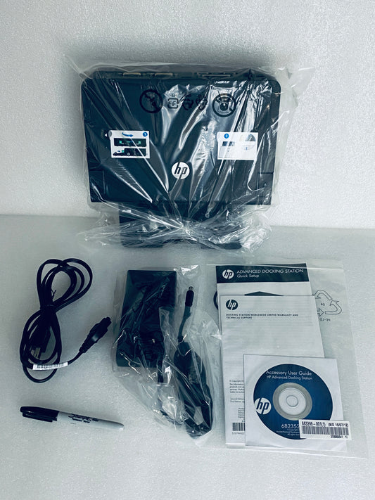 #148 - new Open Box - HP Black Advanced Docking Station, A7E36AA#ABA - (AS SHOWN)