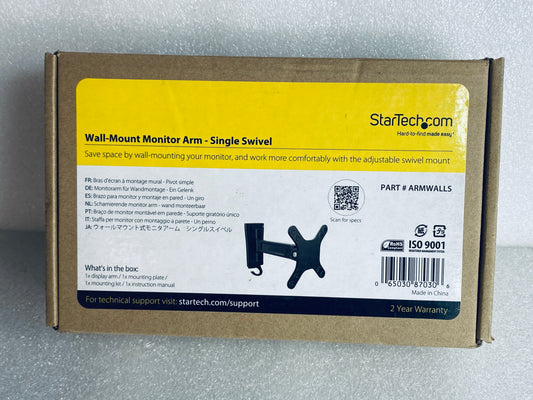 new Open Box-StarTech Wall-Mount Monitor Arm Single Swivel For 13"-34" Monitors
