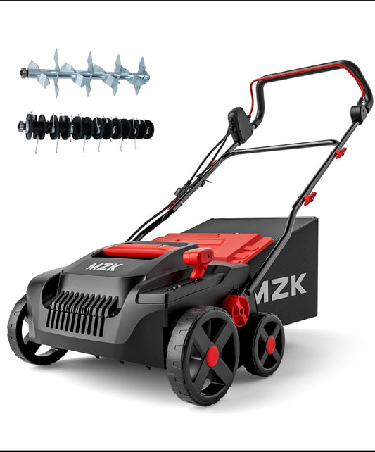 MZK 15" Electric Dethatcher/Scarifier With 5-Positions & 12 Gal Collect Bag-READ