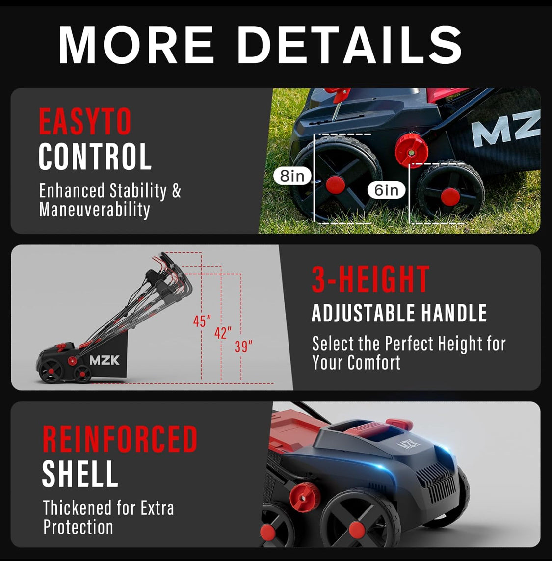 MZK 15" Electric Dethatcher/Scarifier With 5-Positions & 12 Gal Collect Bag-READ