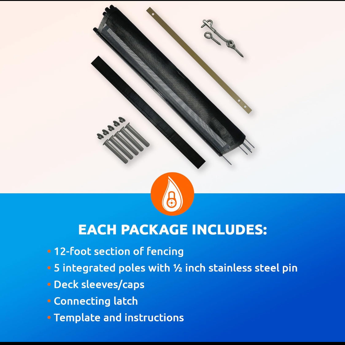 New Other - Life Saver Pool Fence DIY Black Mesh 4’ x 12’ Fencing Section Kit