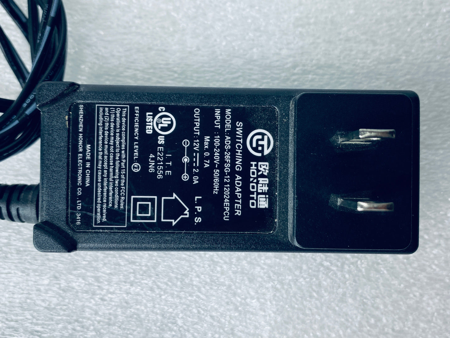 hoioto ADS-26FSG-12 12024EPCU AC/DC 12V 0.7A Switching Adapter, Black - (READ)