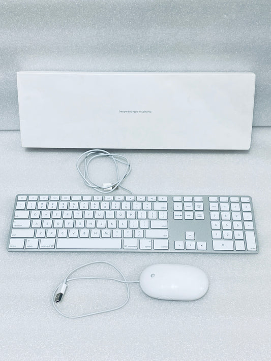 Apple White Aluminum USB Wired Keyboard A1243 & Apple Wired Mouse A1152 - (READ)