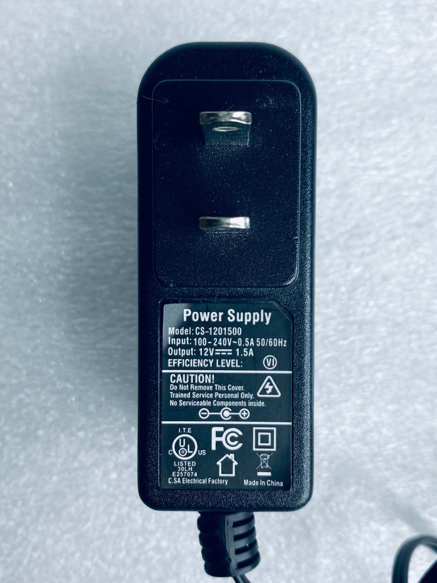 power Supply CS-1201500 AC/DC 12V 1.5A, Black - (READ)