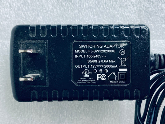 fJ-SW1202000U AC/DC 12V 0.6A Switching Adapter, Black - (READ)