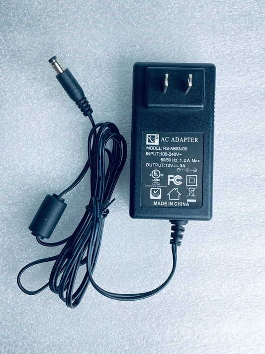 rS AC Adapter RS-AB03J00 12V 3A, Black - (READ)