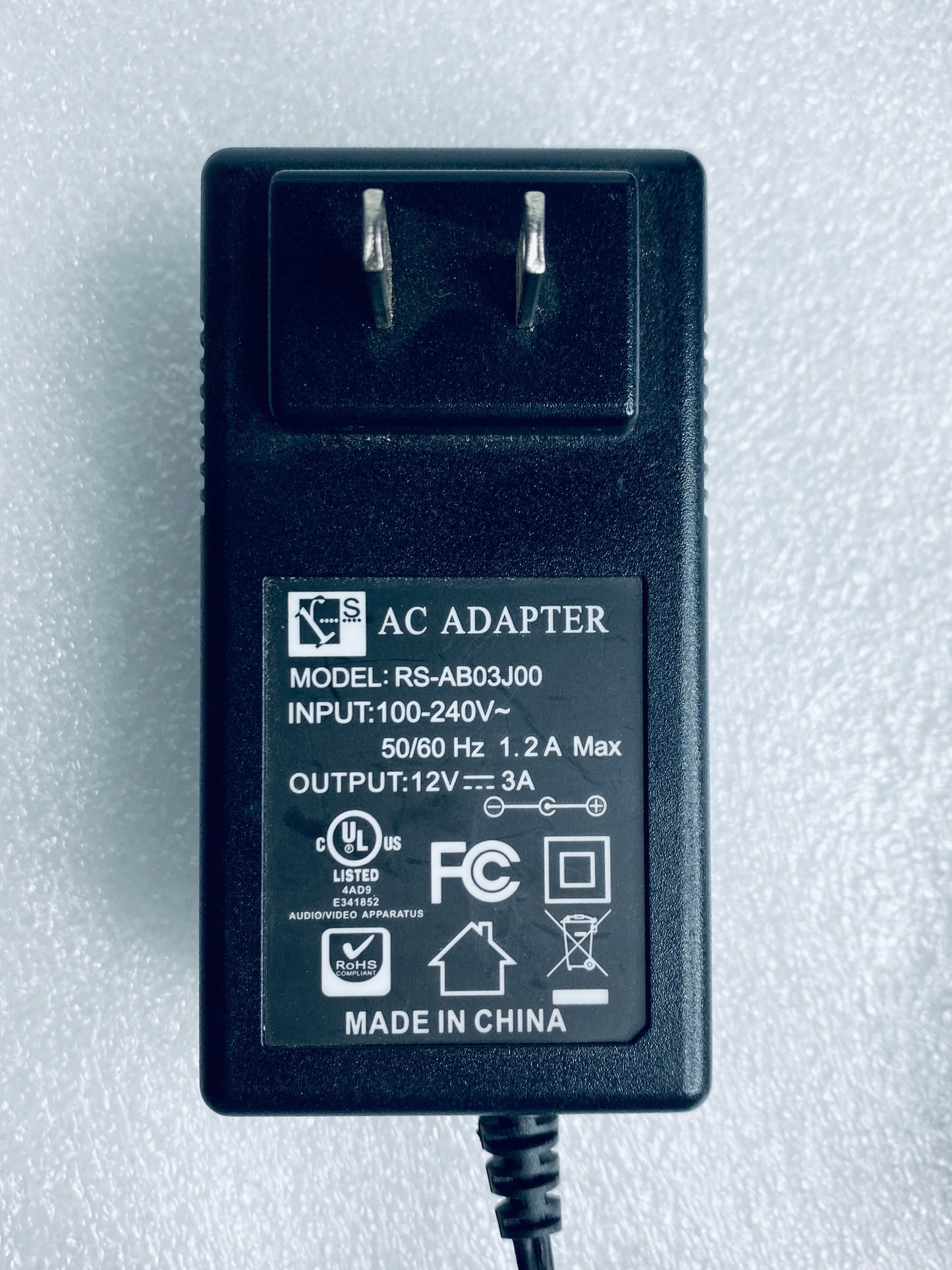 lot Of 2 - RS AC Adapter RS-AB03J00 12V 3A, Black - (READ)