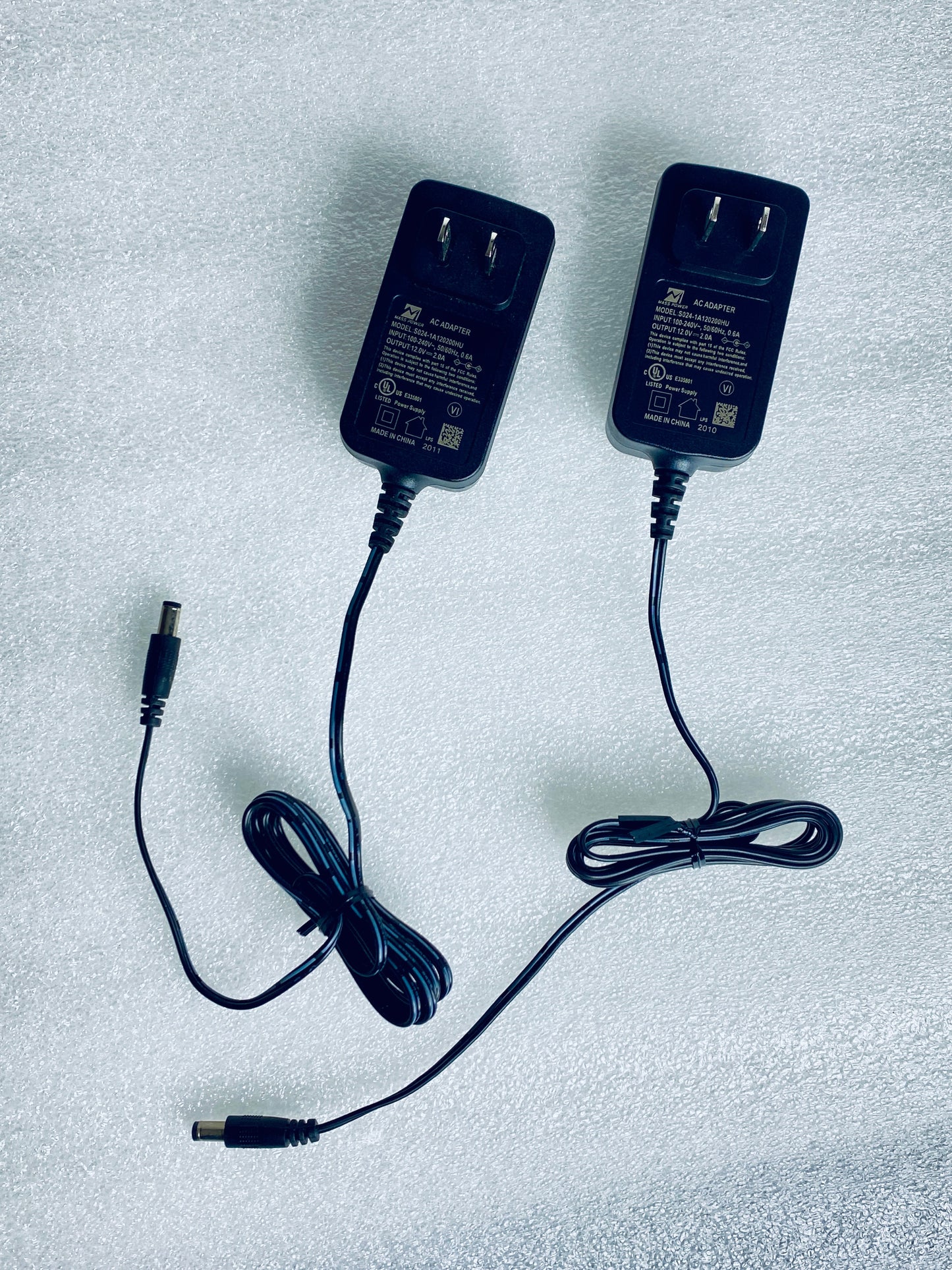 lot Of 2 - Mass Power S024-1A120200HU 12V 2A AC Adapter/Charger, Black