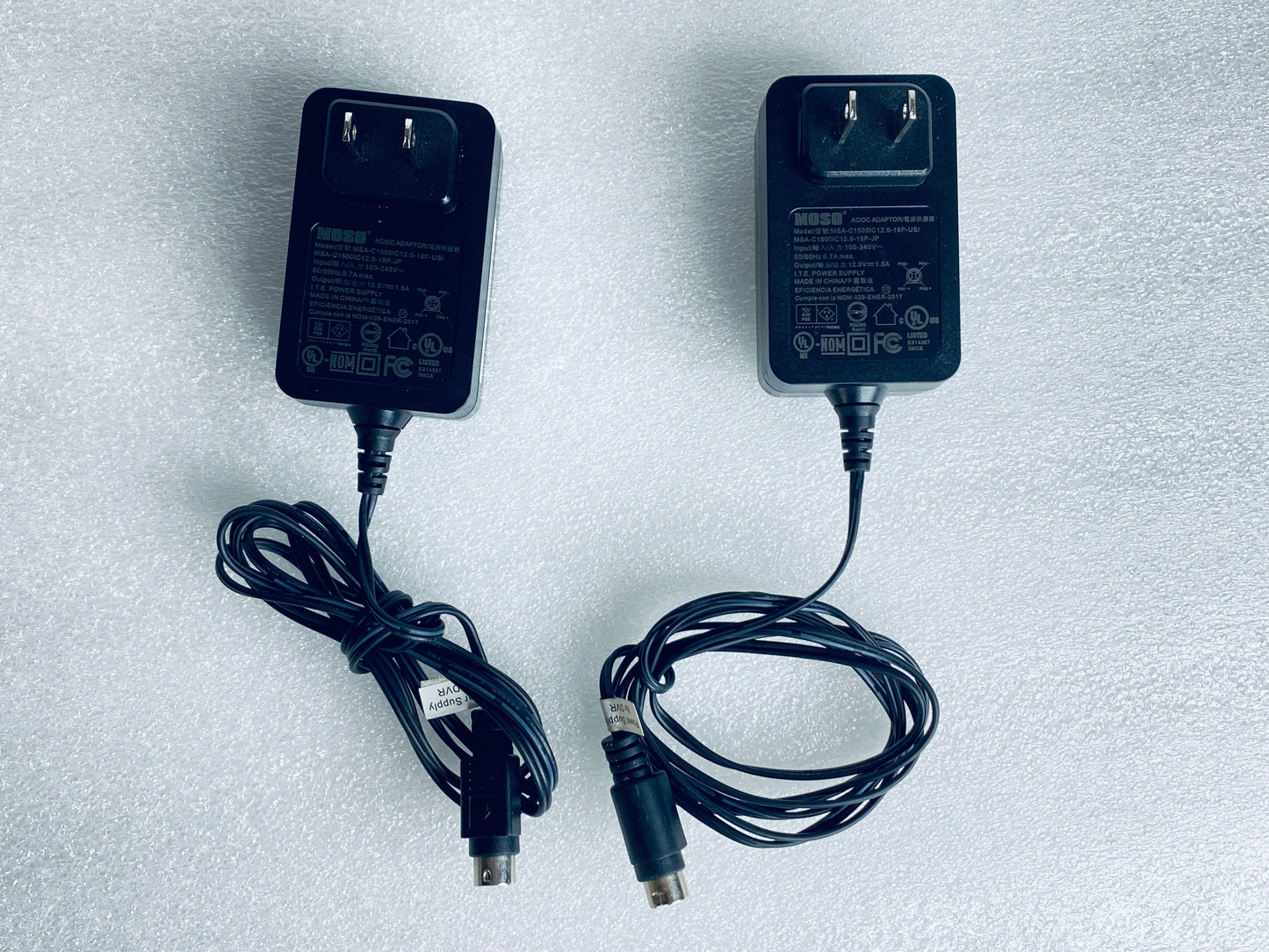 lot Of 2 - moso MSA-C1500IC12.0-18P-US/ 12V 1.5A AC/DC Adapter/Charger, Black