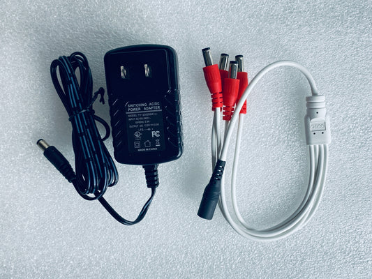 TY1200200A1MN AC/DC 12V 2A Switching Adapter & 4-Way Split Power Cable - (READ)