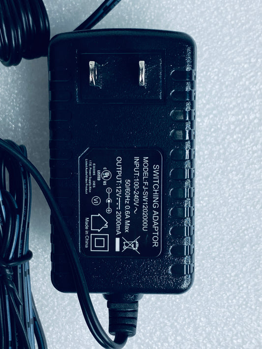 lot Of 2- FJ-SW1202000U AC/DC 12V 0.6A Switching Adapter & 4-Way Split Cord-READ