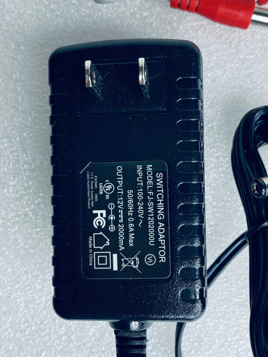 fJ-SW1202000U AC/DC 12V 0.6A Switching Adapter & 4-Way Split Cord