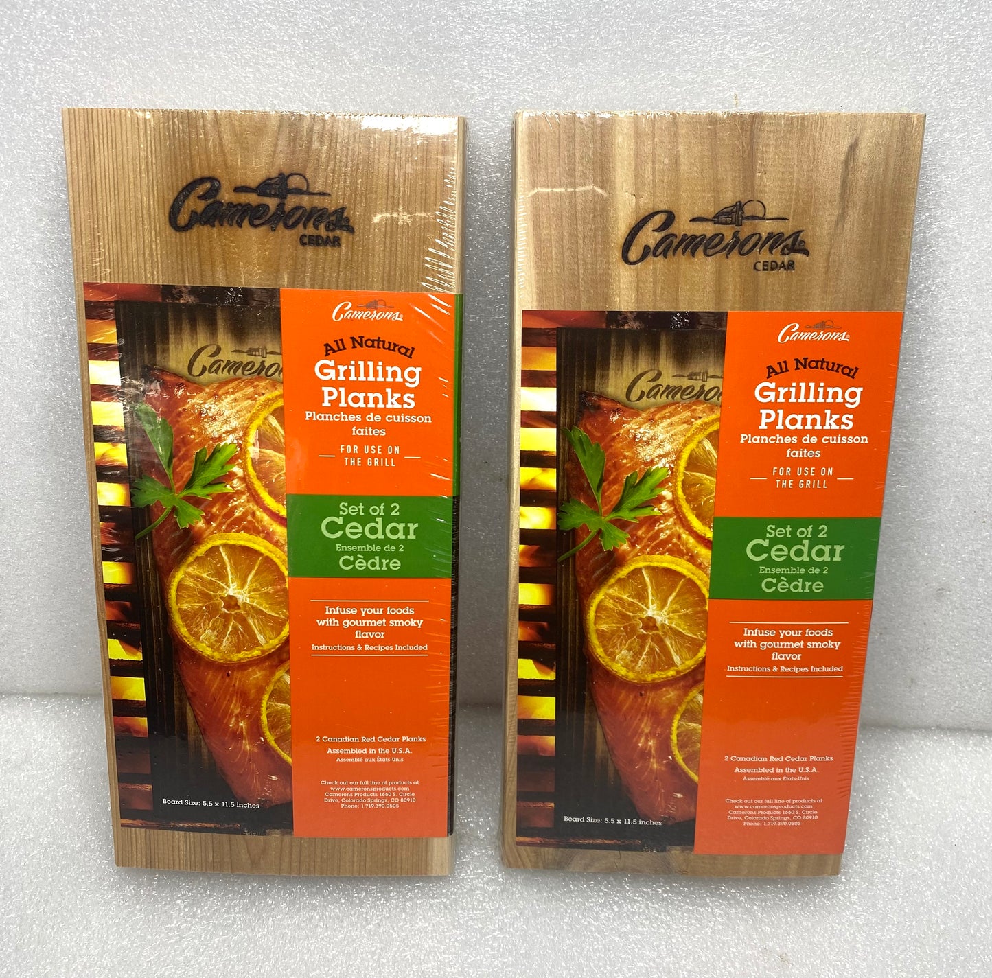 2 Sets-New Camerons All Natural Premium Grilling Cedar Planks/Wood, 5.5" x 11.5"