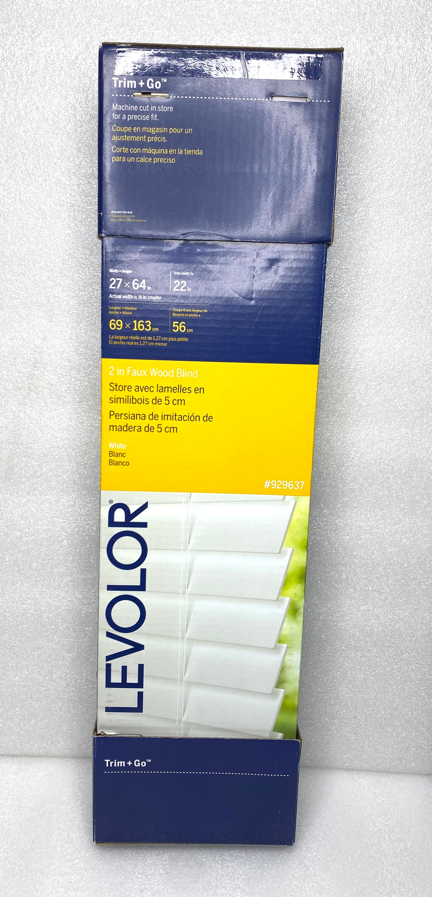 new Other LEVOLOR Trim+Go 2” White Faux Wood Cordless Blind, 27” x 64” - (READ)