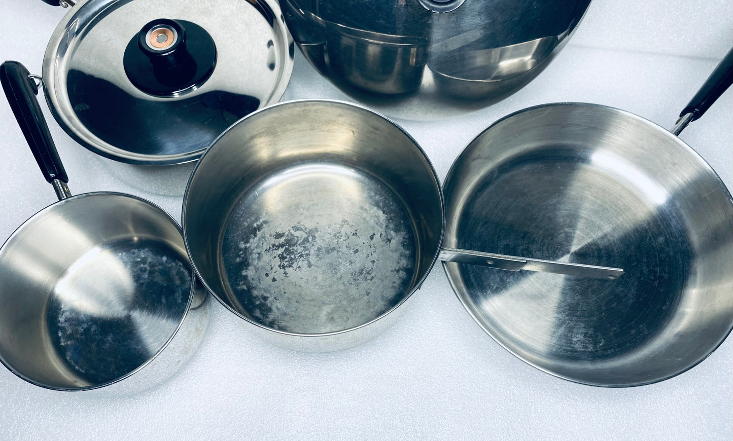 Lot Of 6 Revere Ware Kitchen Cookware Pots & Lids, Sizes As Described - (READ)