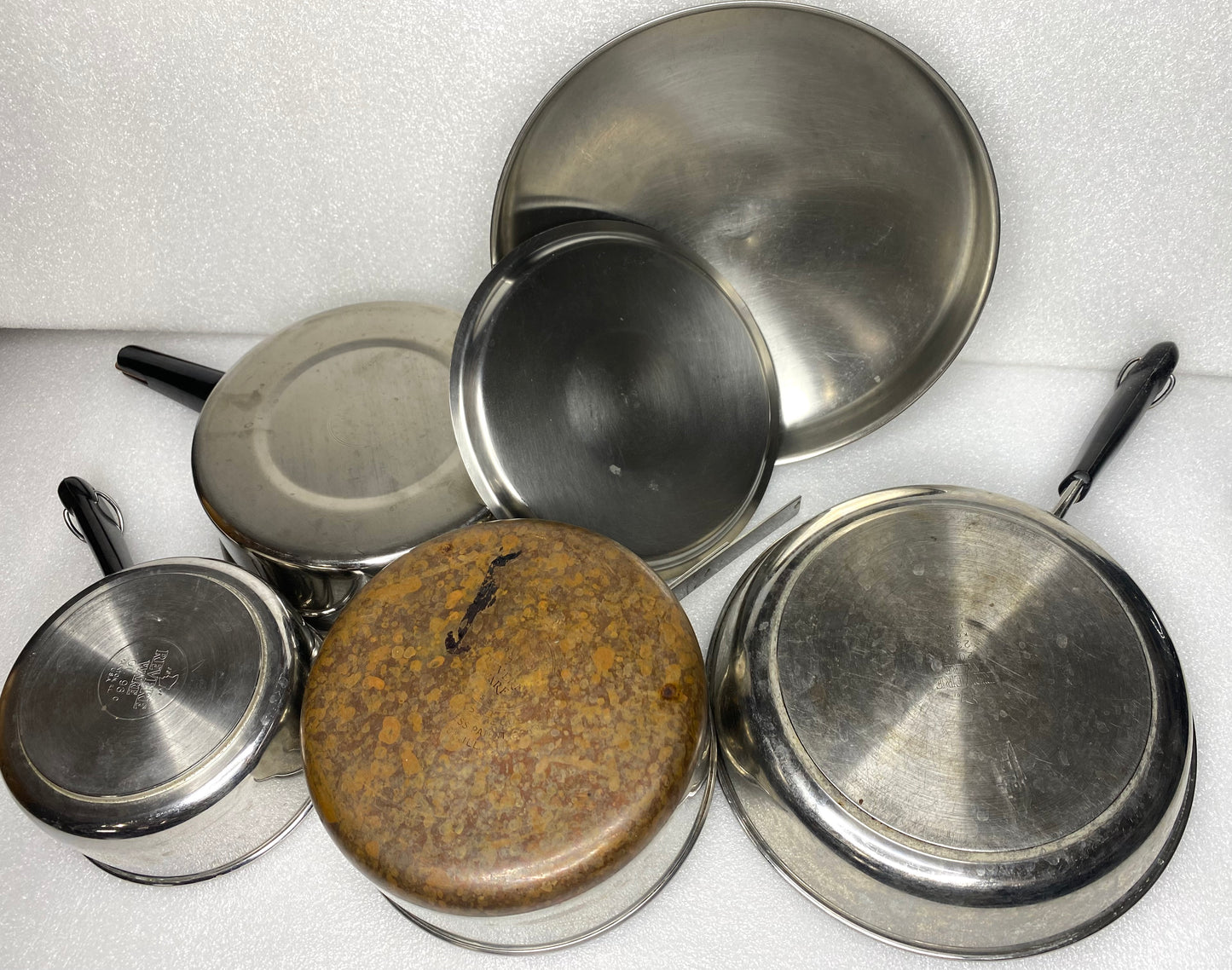 Lot Of 6 Revere Ware Kitchen Cookware Pots & Lids, Sizes As Described - (READ)