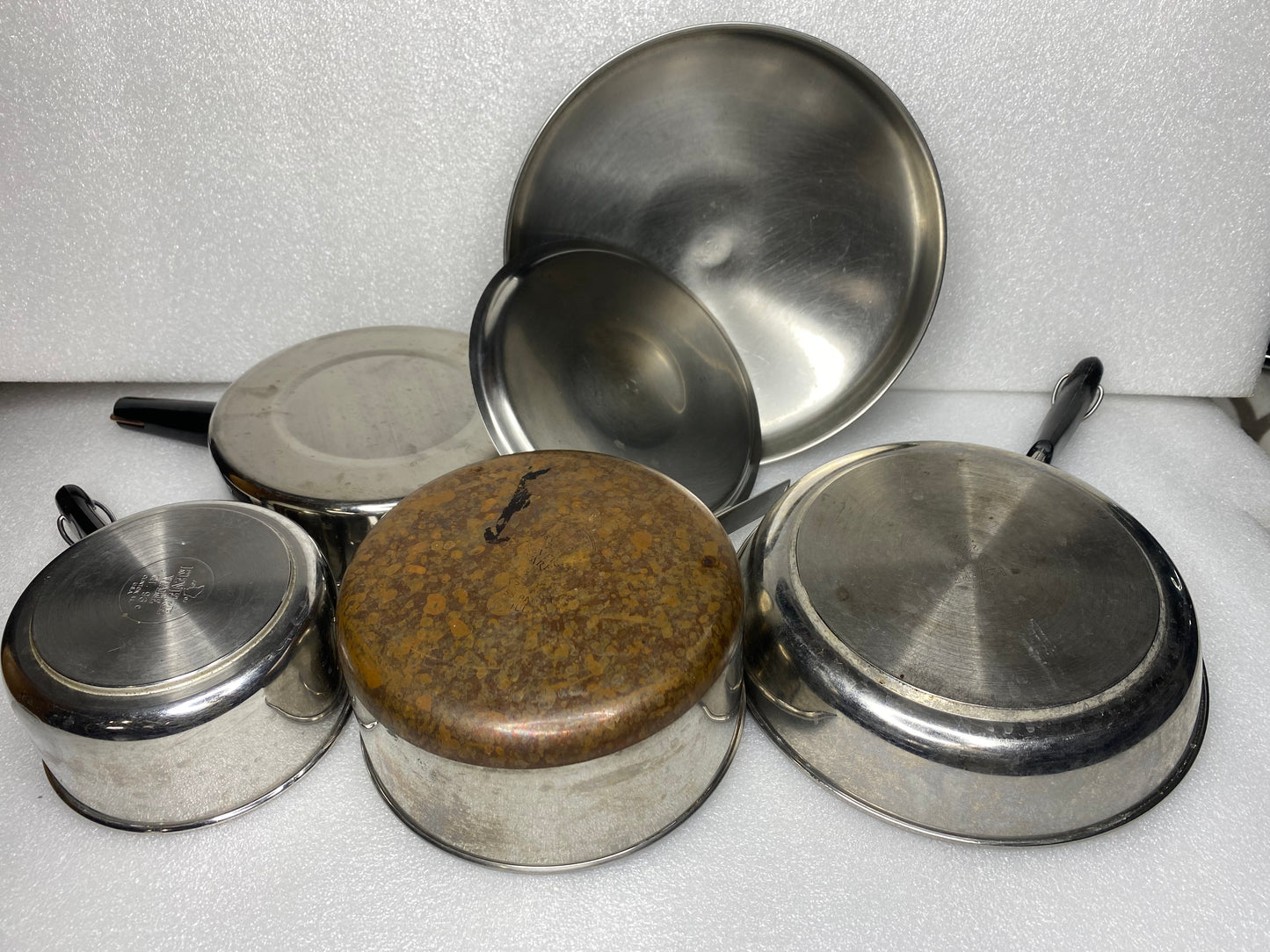 Lot Of 6 Revere Ware Kitchen Cookware Pots & Lids, Sizes As Described - (READ)