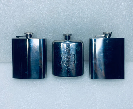 #75 - lot of 3 Stainless Steel Drinking Flasks - (READ) - (IN CONDITION AS SHOWN)