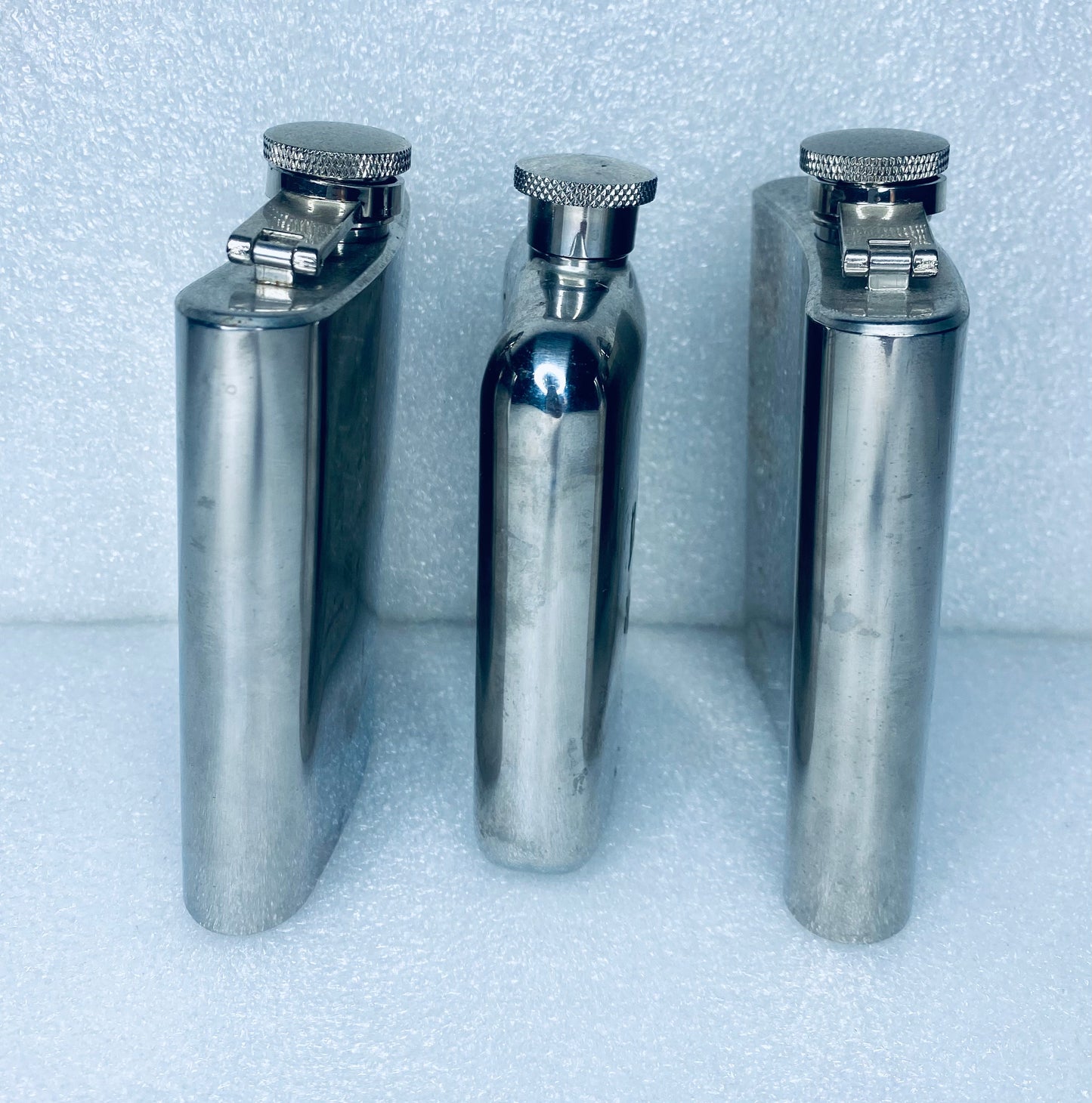 #75 - lot of 3 Stainless Steel Drinking Flasks - (READ) - (IN CONDITION AS SHOWN)