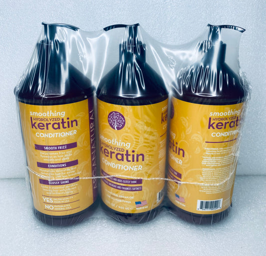 #76 - lot of 3 New Arganatural 32 fl oz (Each) Hydrolyzed Keratin Conditioners - (READ) - (IN CONDITION AS SHOWN)