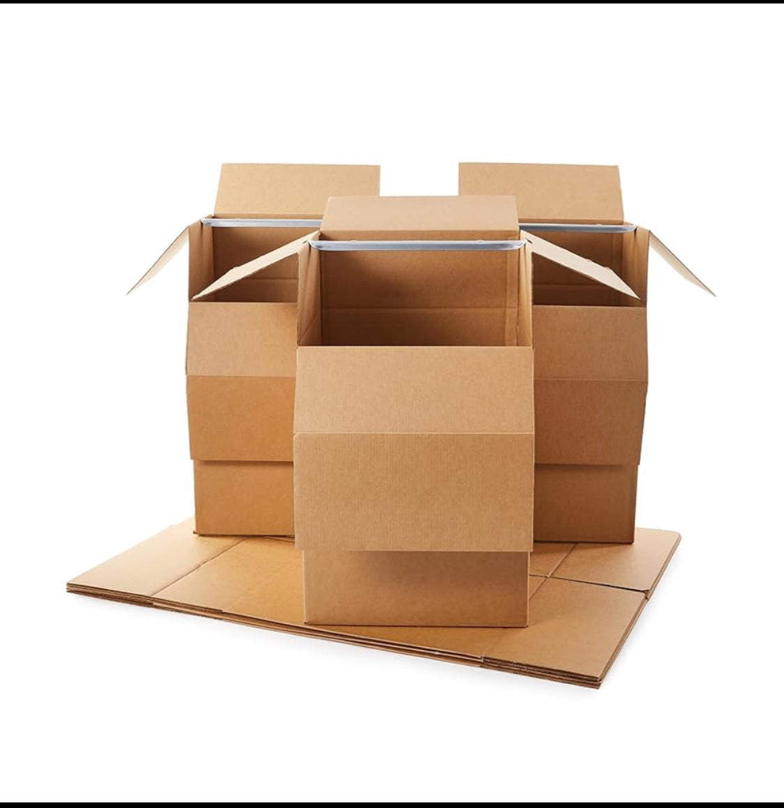 lot Of 6 - New Other Amazon Basics Wardrobe Moving Boxes W/ Bar, 24" x 24" x 40"