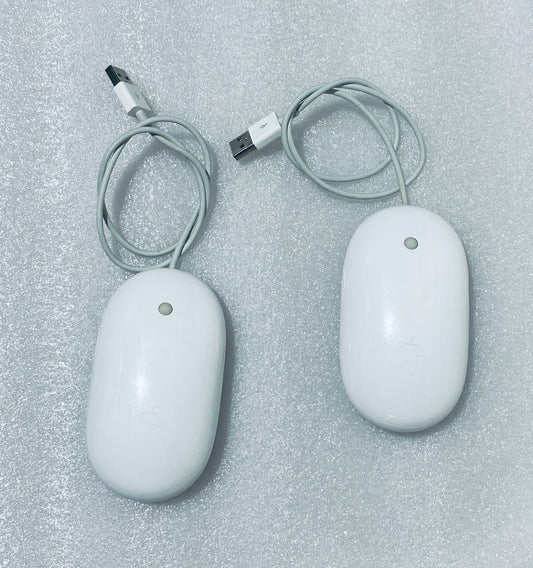 lot Of 2 - Apple White USB Wired Mighty/Optical Mouse, A1152 - (READ)