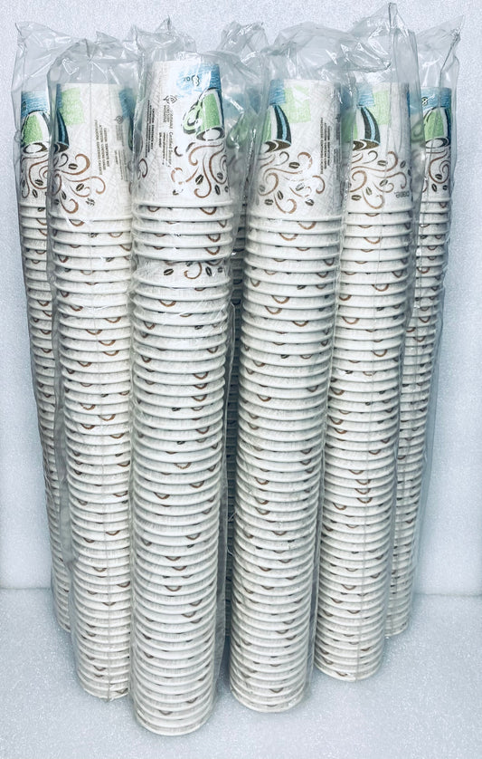 lot Of 500 - New Dixie Perfect Touch Insulated Paper Hot Cups 8 oz. (Box of 500 Count)