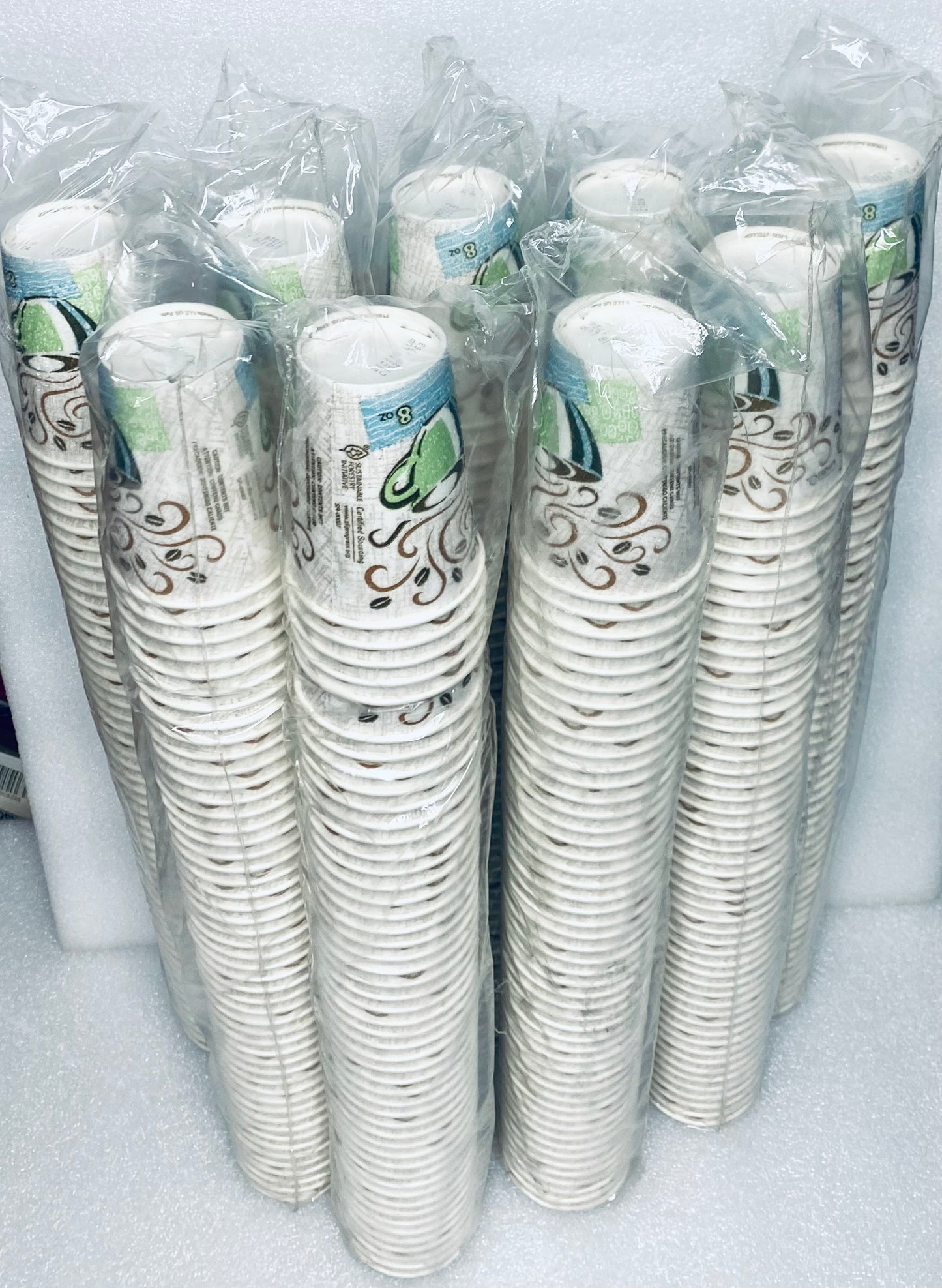 lot Of 500 - New Dixie Perfect Touch Insulated Paper Hot Cups 8 oz. (Box of 500 Count)