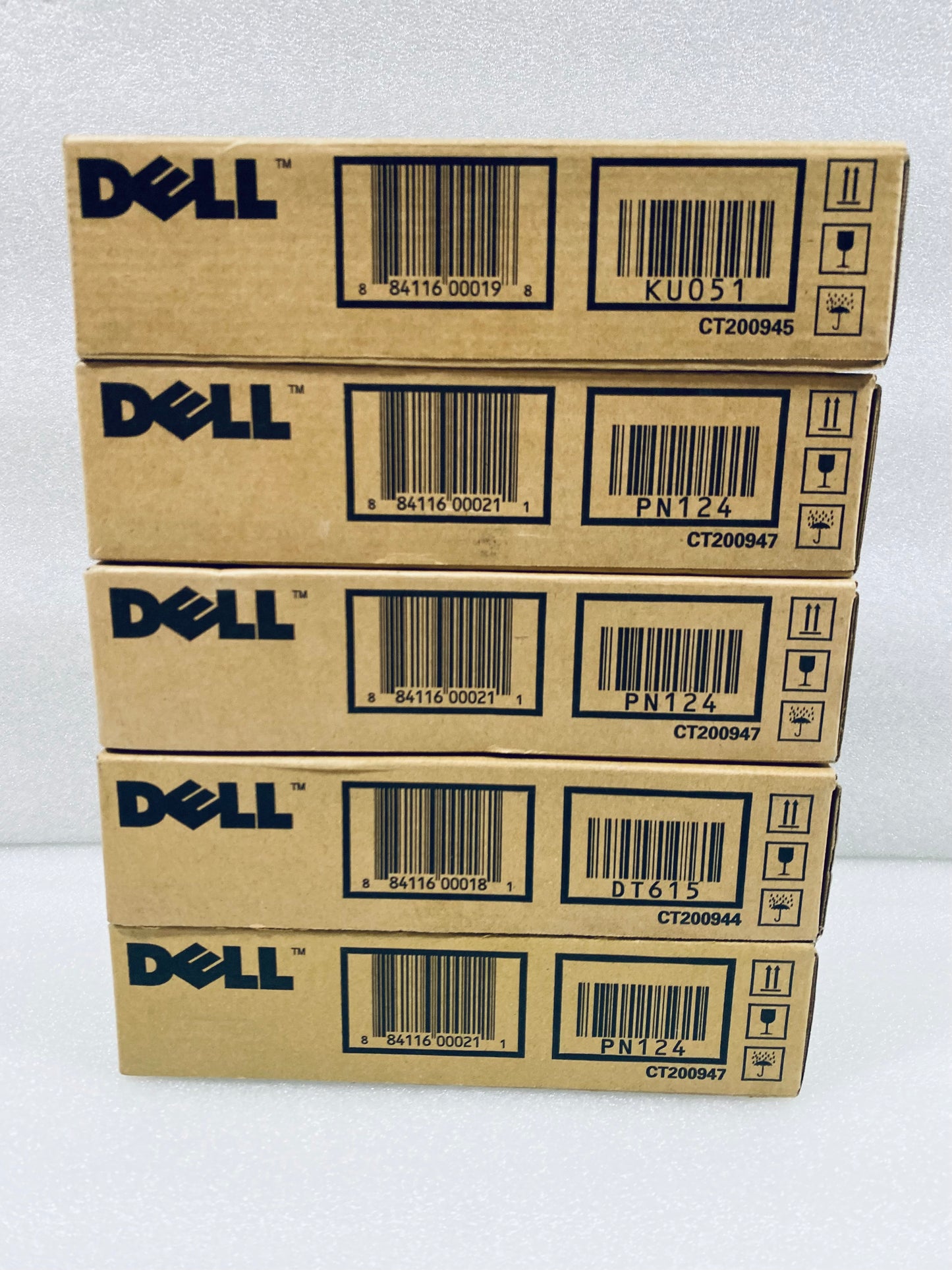 lot Of 5 New-Dell 1320c 2,000 Page Toner, (1) Black, (1) Cyan & (3) Yellow-READ