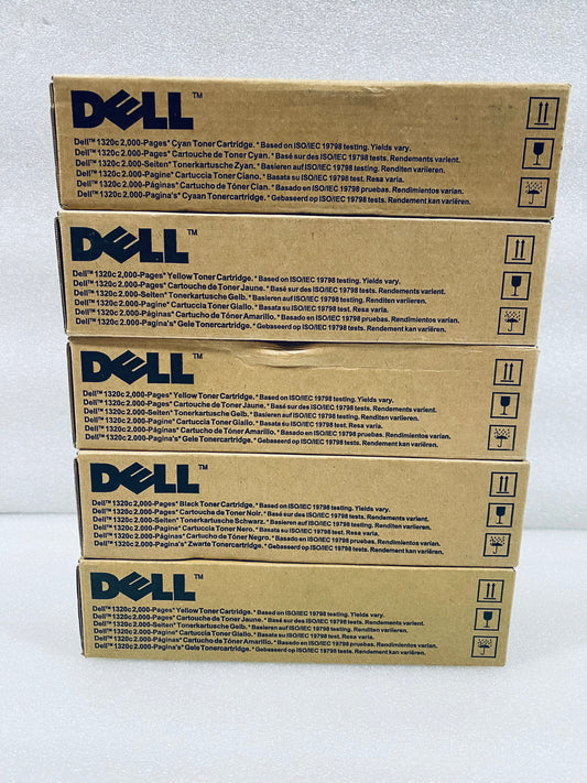 lot Of 5 New-Dell 1320c 2,000 Page Toner, (1) Black, (1) Cyan & (3) Yellow-READ