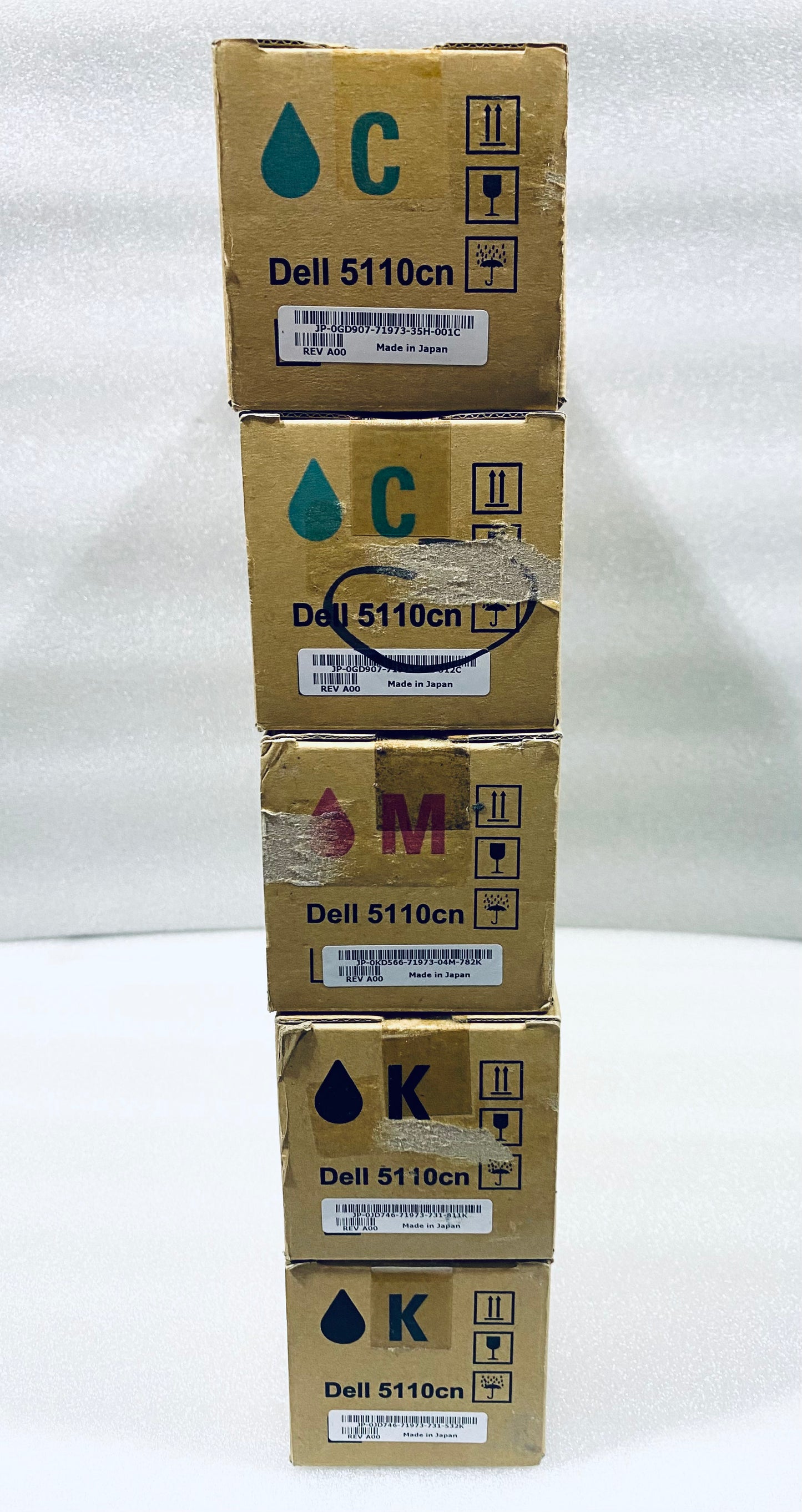 lot Of 5 New Open Box-Dell 5110cn Standard Cartridge, Black, Cyan & Magenta-READ