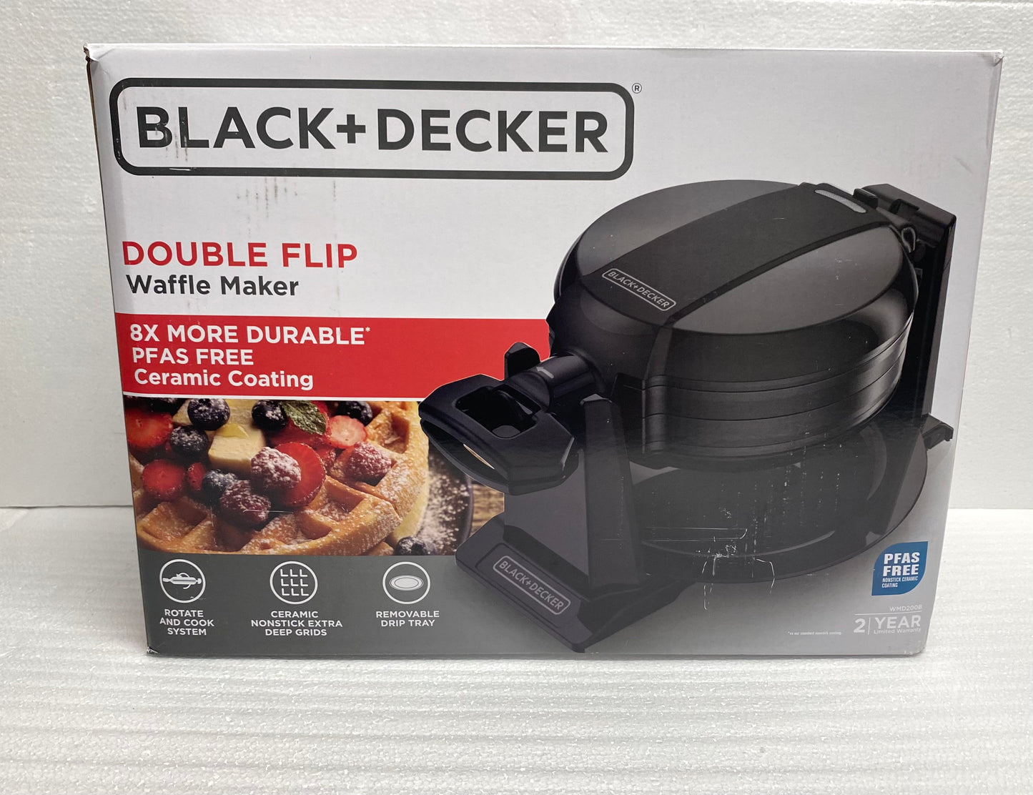 New Other - Black+Decker Black Double Flip Waffle Maker, WMD200B