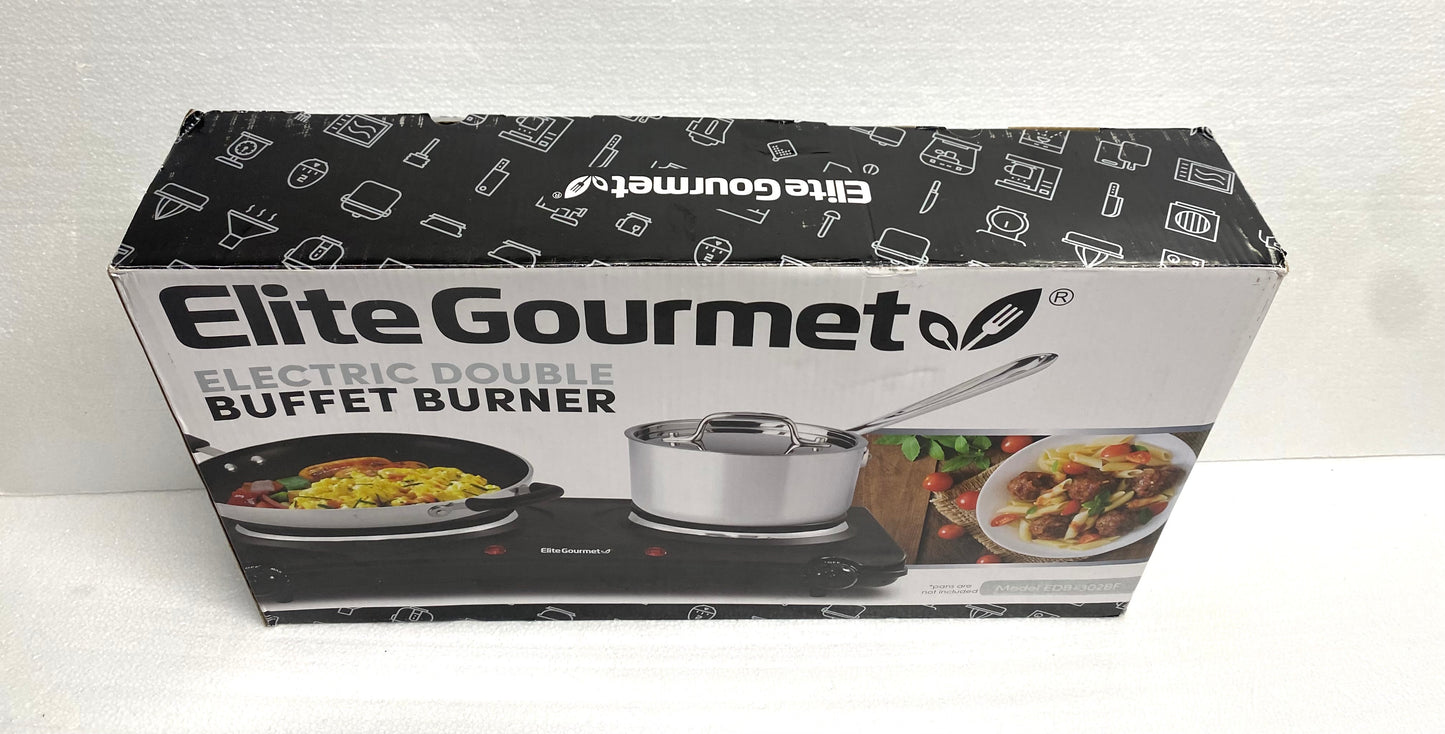 new Other - Elite Gourmet Countertop Double Cast Iron Burner, 1500 Watts, Black
