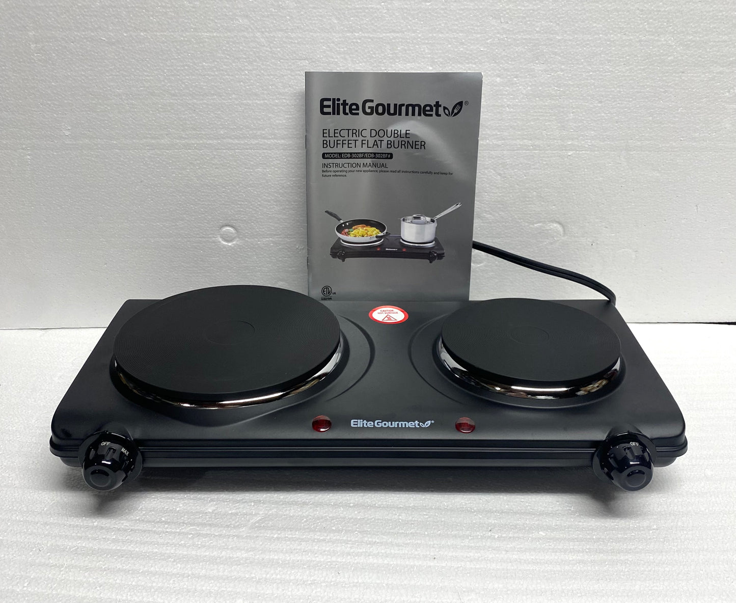 new Other - Elite Gourmet Countertop Double Cast Iron Burner, 1500 Watts, Black