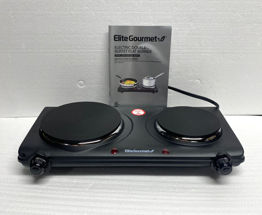 new Other - Elite Gourmet Countertop Double Cast Iron Burner, 1500 Watts, Black