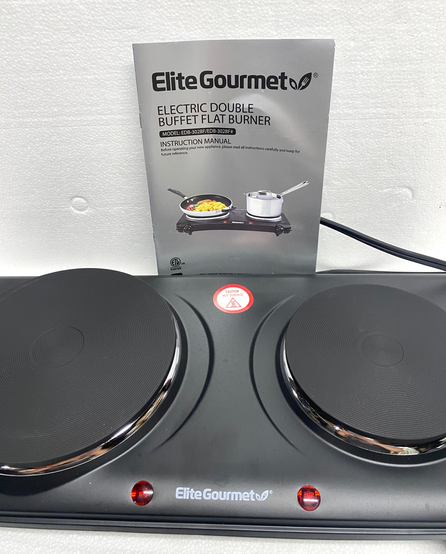 new Other - Elite Gourmet Countertop Double Cast Iron Burner, 1500 Watts, Black
