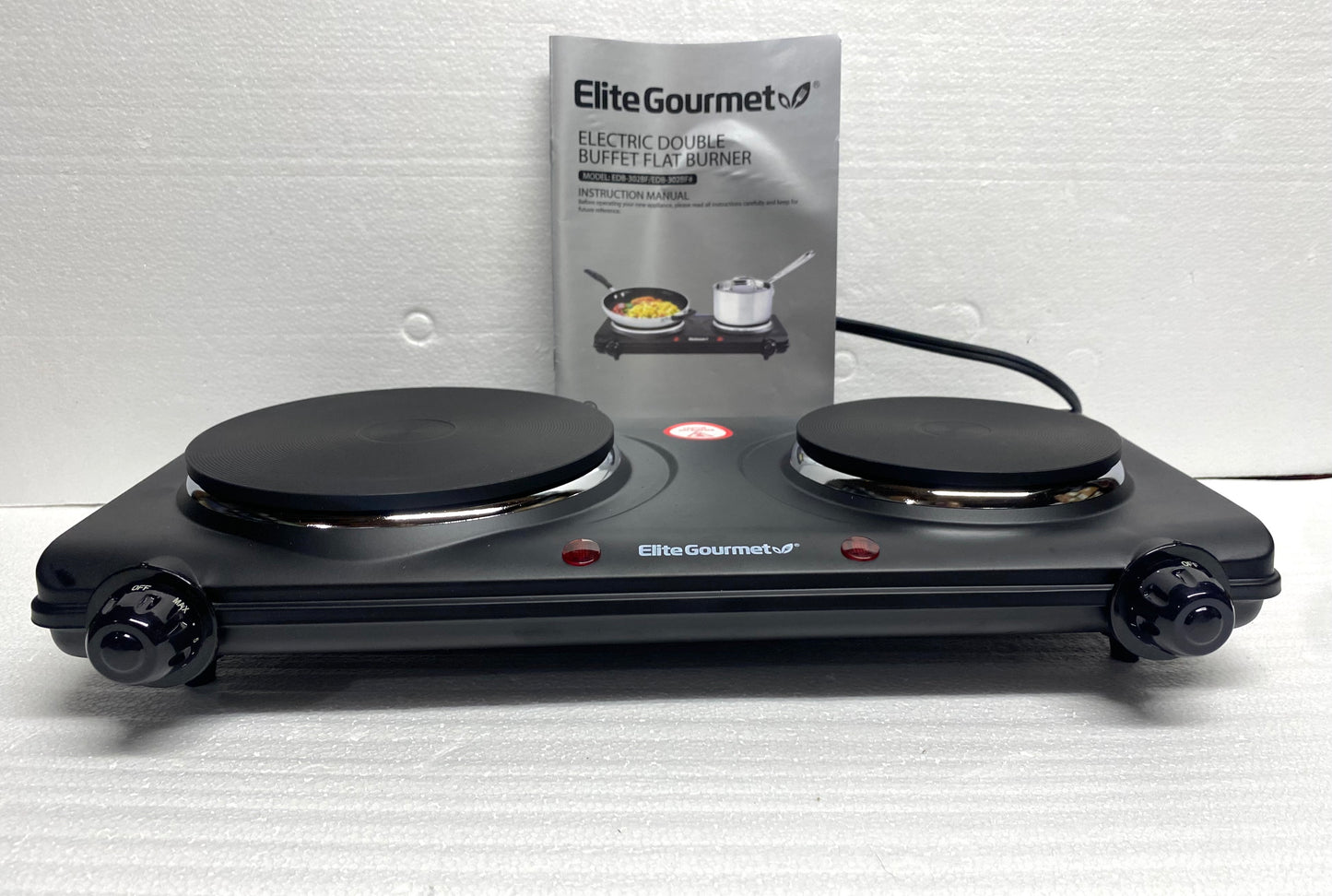 new Other - Elite Gourmet Countertop Double Cast Iron Burner, 1500 Watts, Black