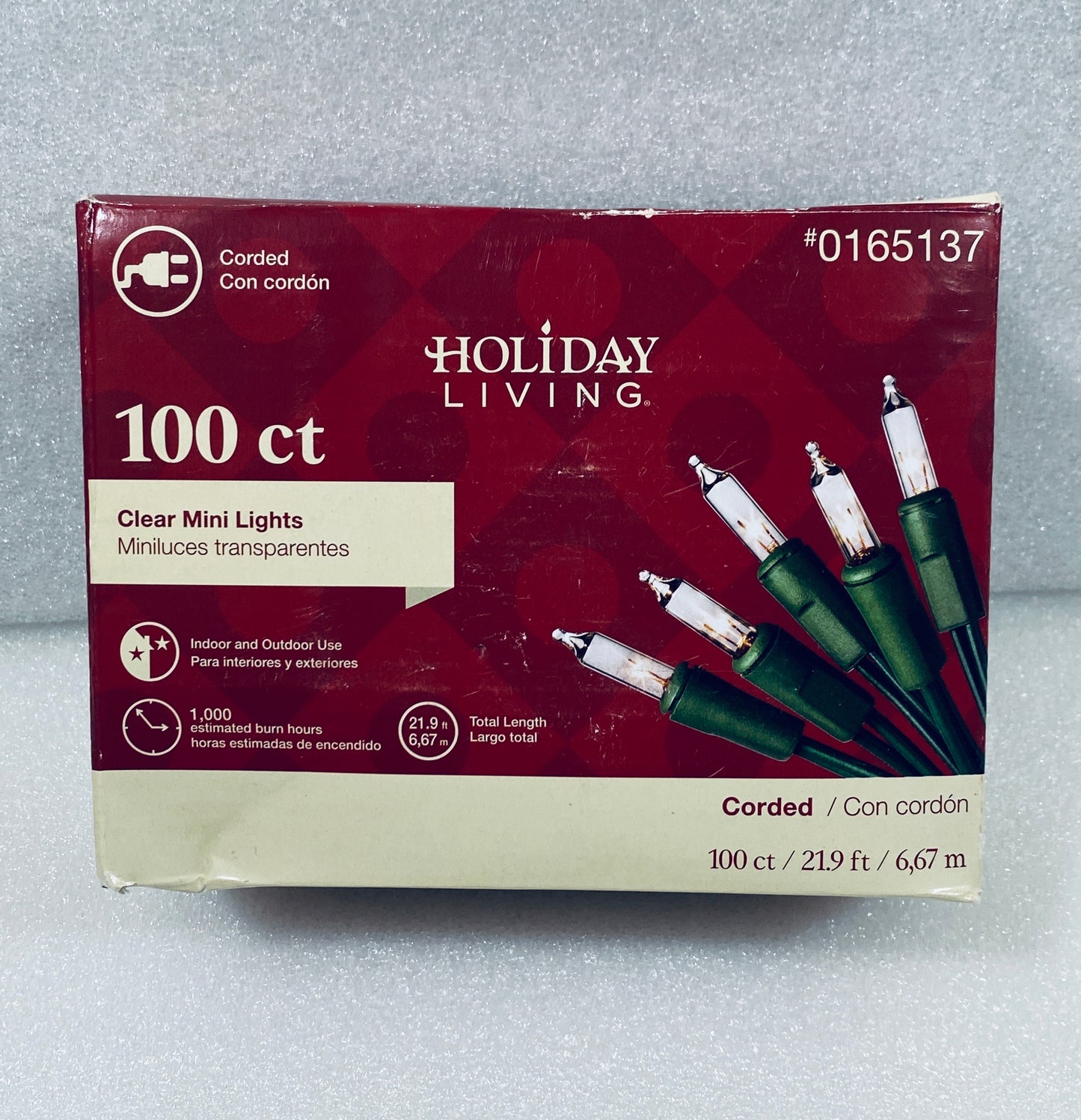 #105 - New - Holiday Living 100 Count Clear White Mini String Lights Green Wire Incandescent - (AS SHOWN)