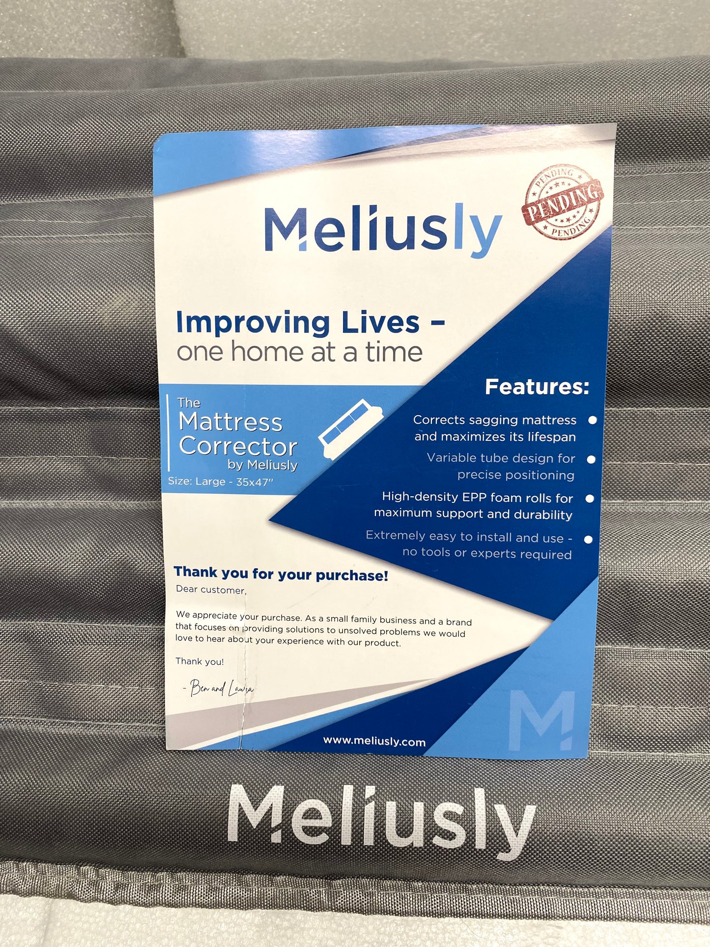 new Open Box - Meliusly The Mattress Corrector Large 35" x 47", Gray