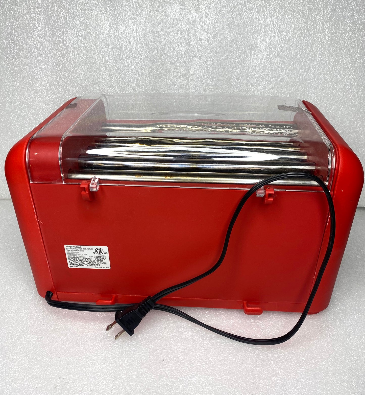 oscar Mayer Hot Dog Roller & Bun Warmer, 15" x 9" x 8", 0MHDRT08RD, Red - (READ)