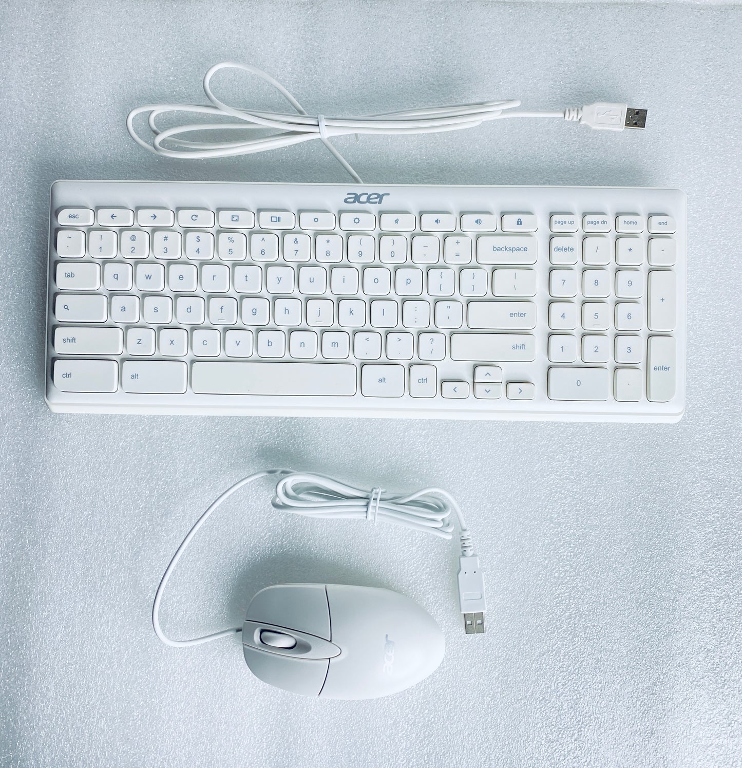 acer White Slim USB Wired Keyboard KB69211 & Mouse - (READ)